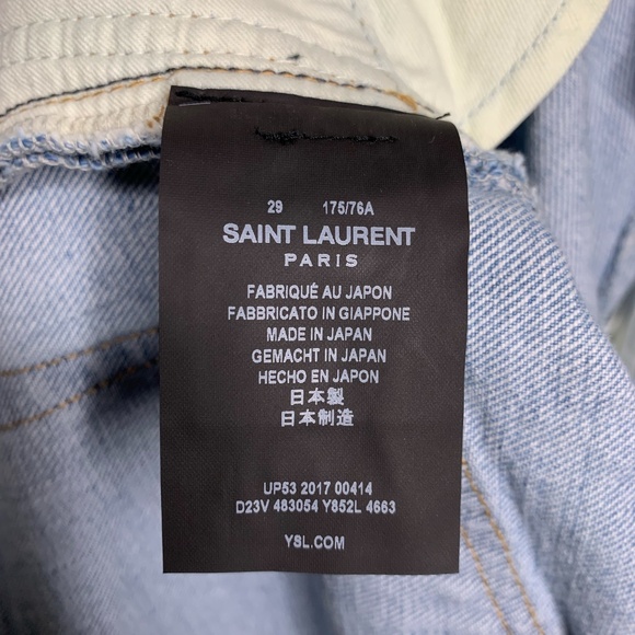 Saint Laurent Ripped Blue Denim Pants - Picture 6 of 7